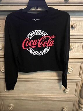 Love Tribe Black Crewneck Sweater with Red & White Coca-Cola Graphic
